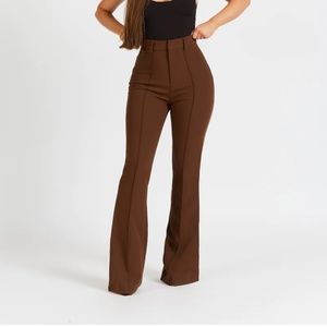 Brown flare work trousers